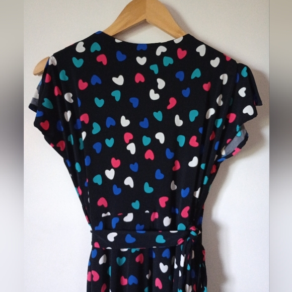Vicky Tiel Heart Print Multicolor Wrap Dress Size Small - Picture 8 of 12
